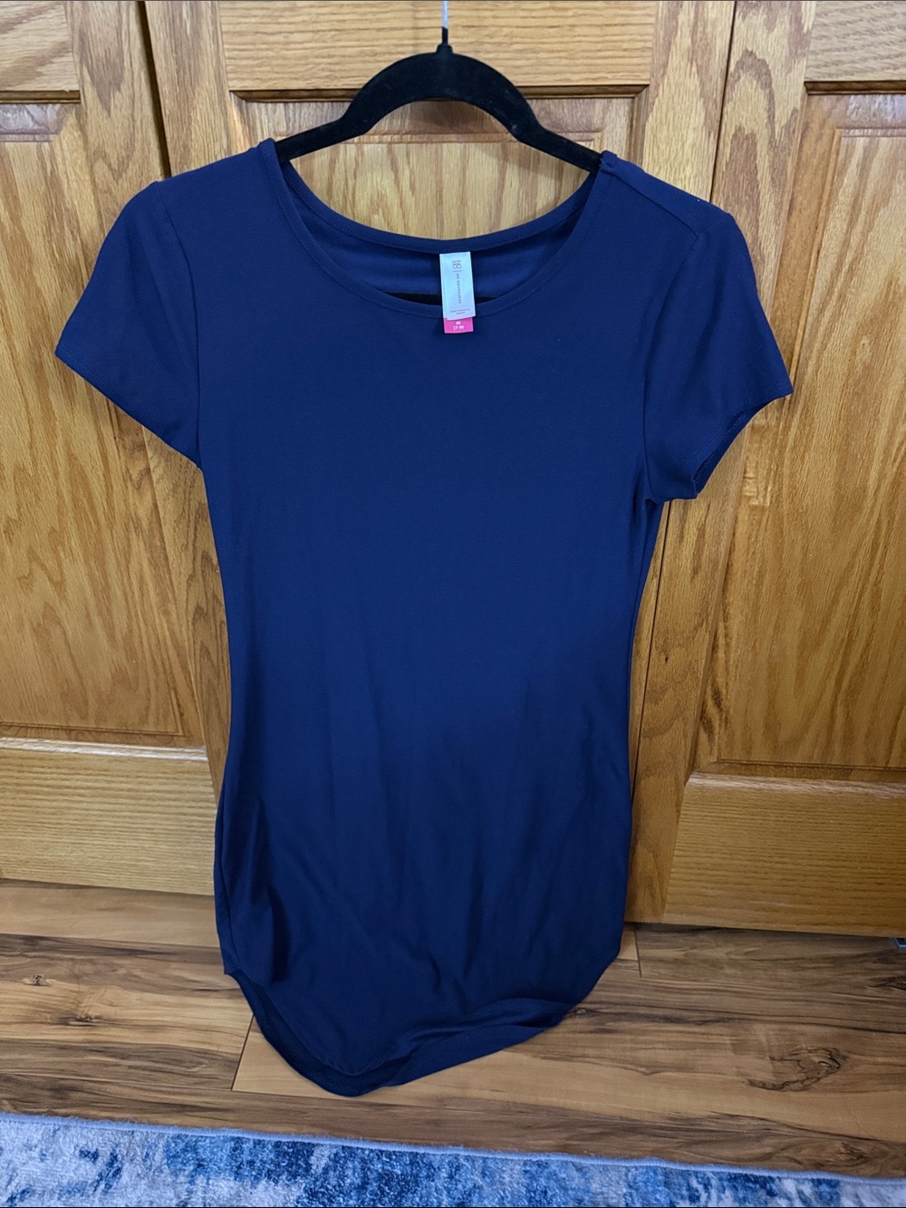No Boundaries Navy Short Sleeve Scoop Neck Bodycon Dress